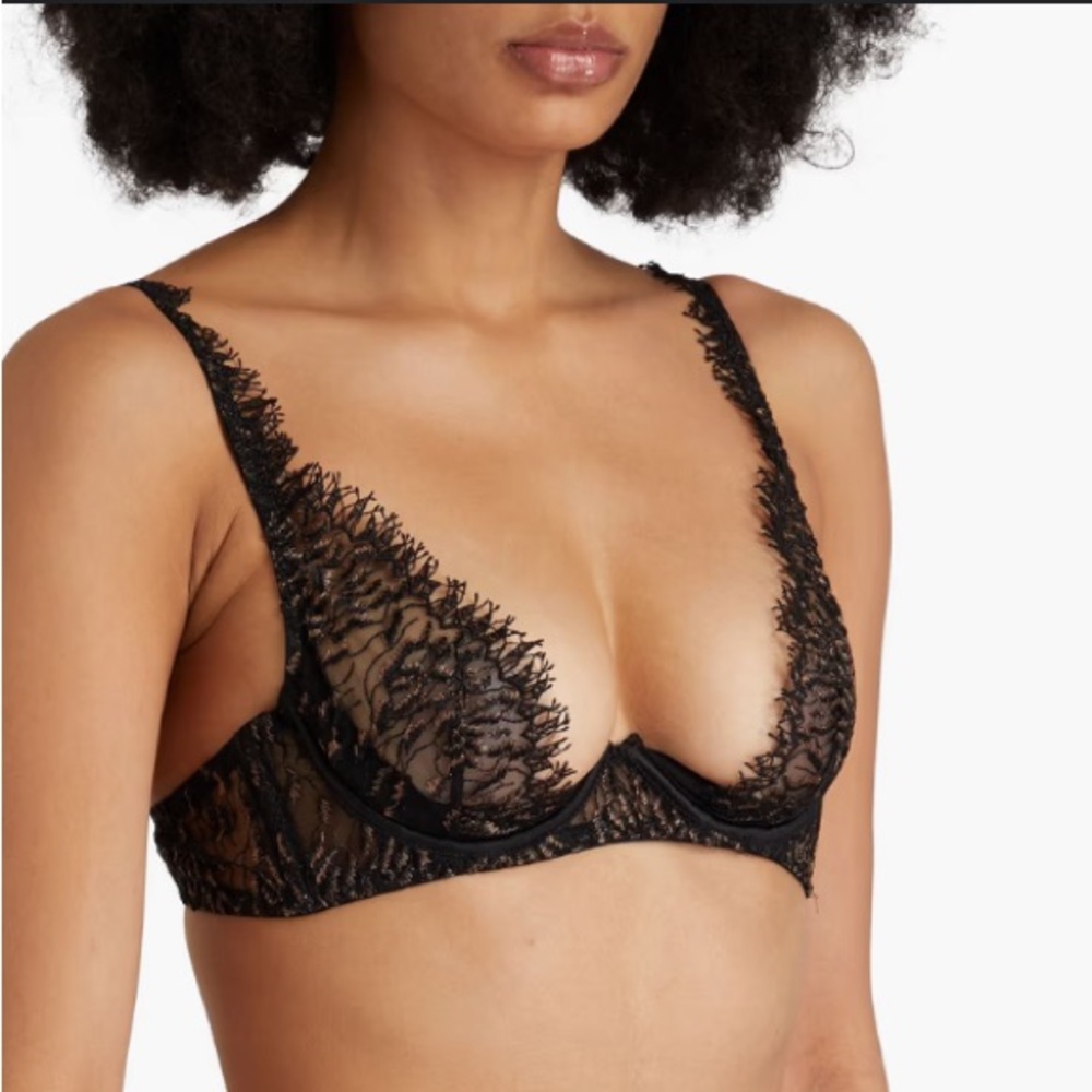 Elegant Black Lace Plunge Bra